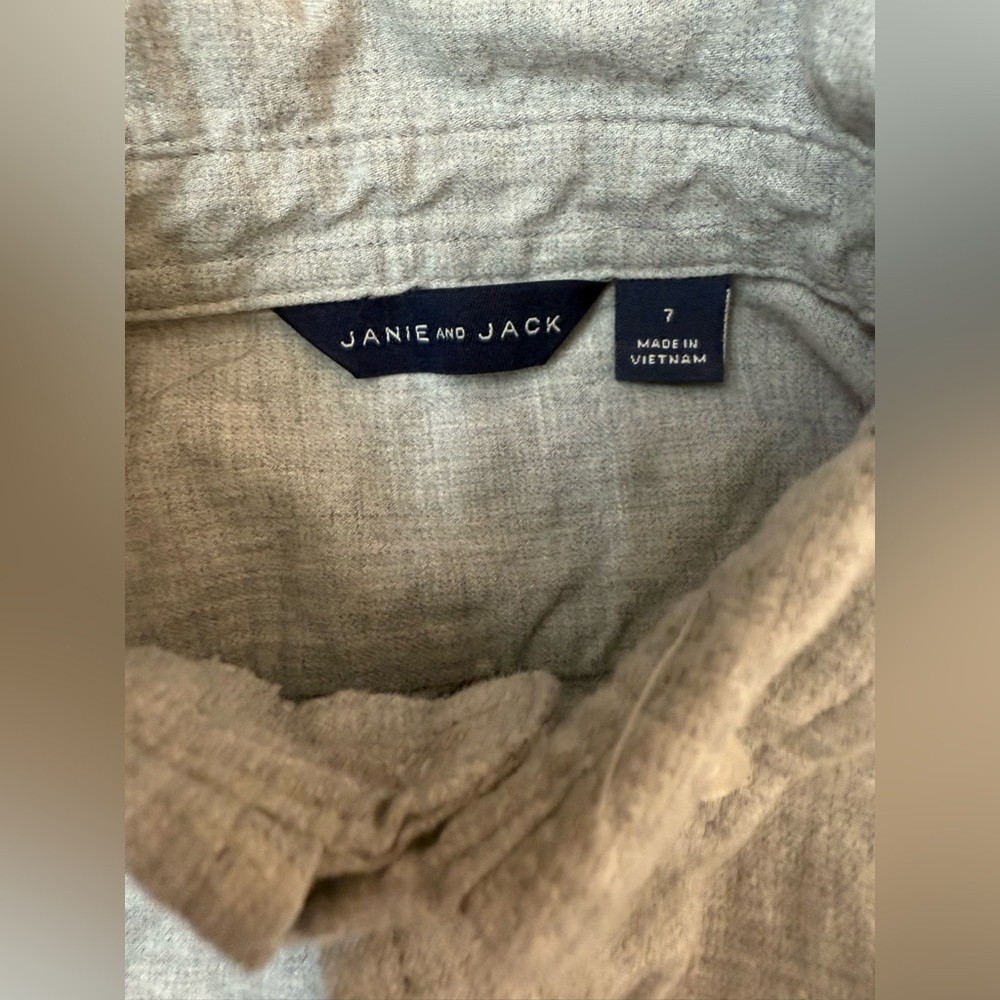 Boys Bear Button Down Shirt Janie and Jack Size 7 - Picture 2 of 4